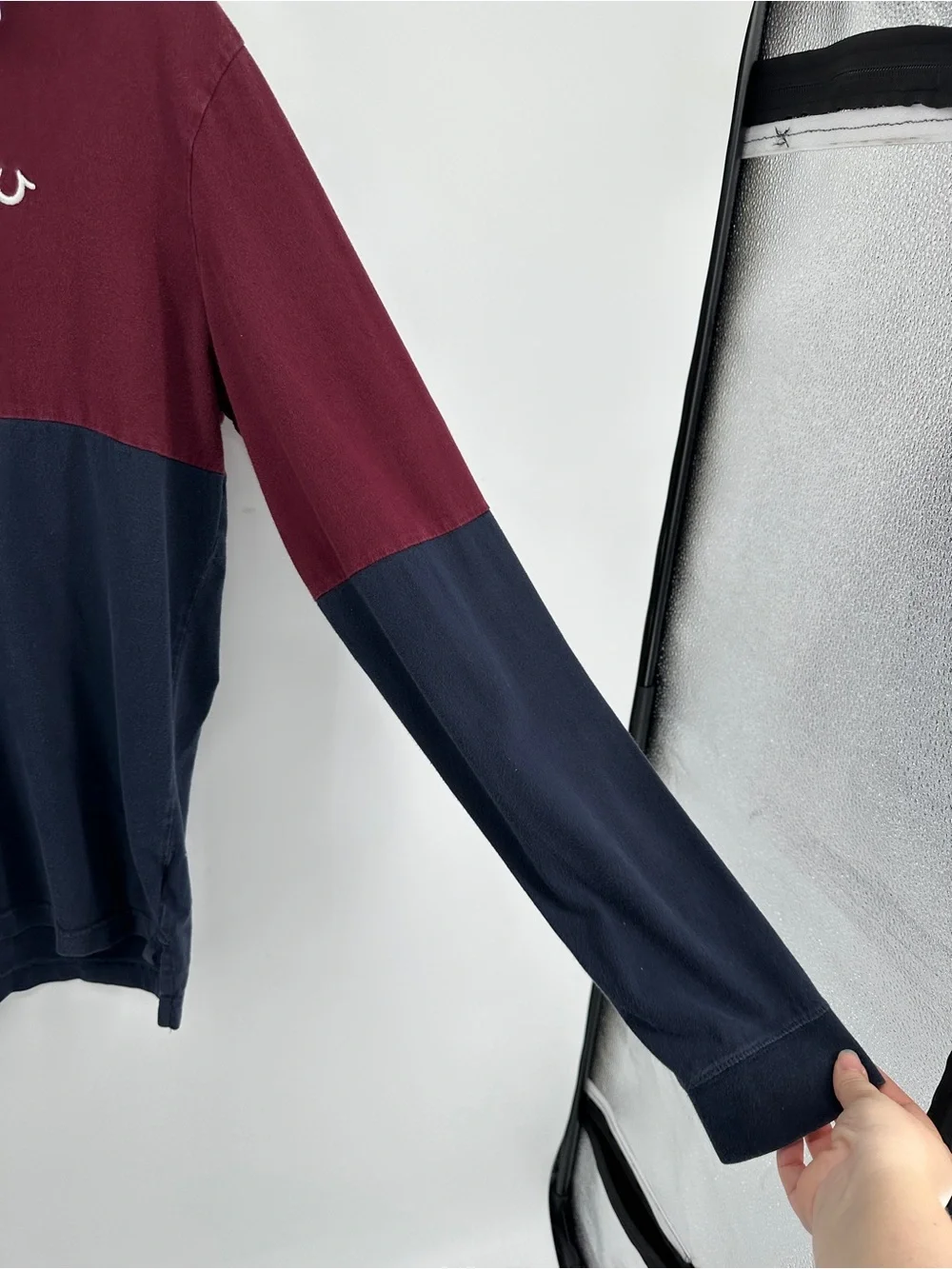 True Religion Y2K Hiphop Blockcore‎ Urban Men’s Burgundy/Navy Rugby Shirt SzL